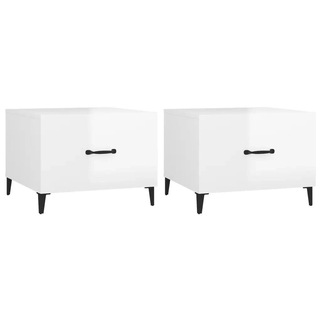 2 pz Tavolini salotto | Tavolino da caff¨¨ | Tavolino da Soggiorno Gambe in Metallo Bianco Lucido 50x50x40cm