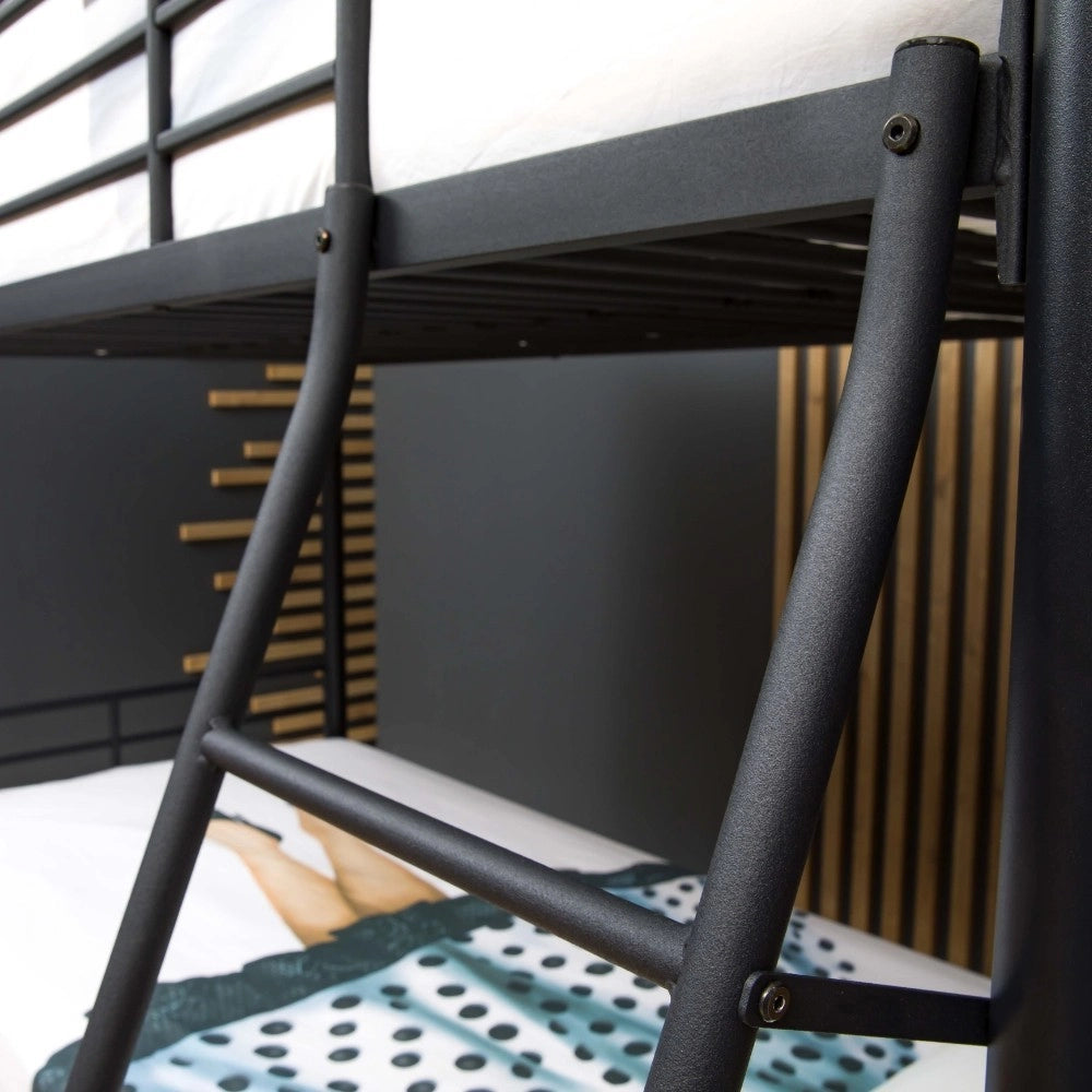 Letto a castello in metallo Monza colore nero 199x86.5x159.5