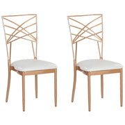 Set di 2 sedie da pranzo in metallo dorato ecopelle bianca imbottitura del sedile con industriale stile glam