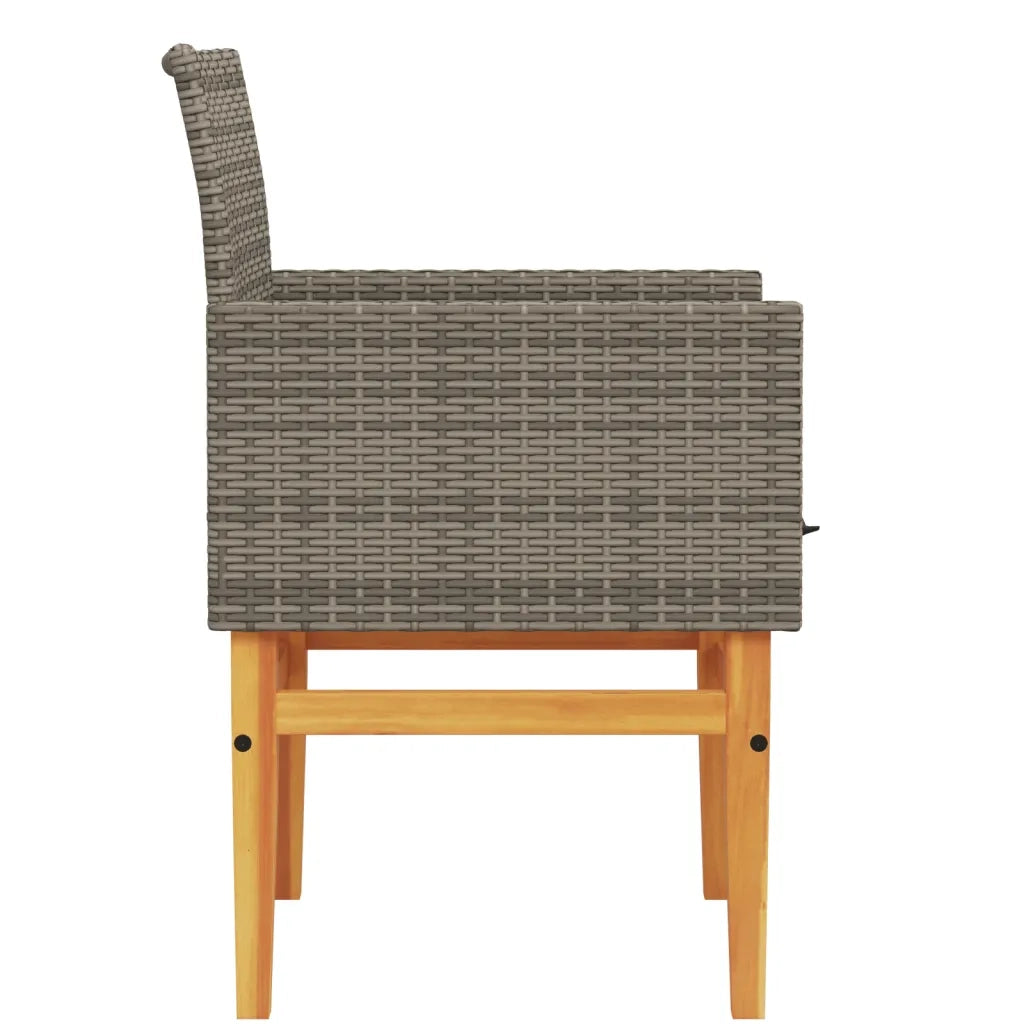 Sedie Giardino con Cuscini 2pz Grigie Polyrattan Legno Massello 368715