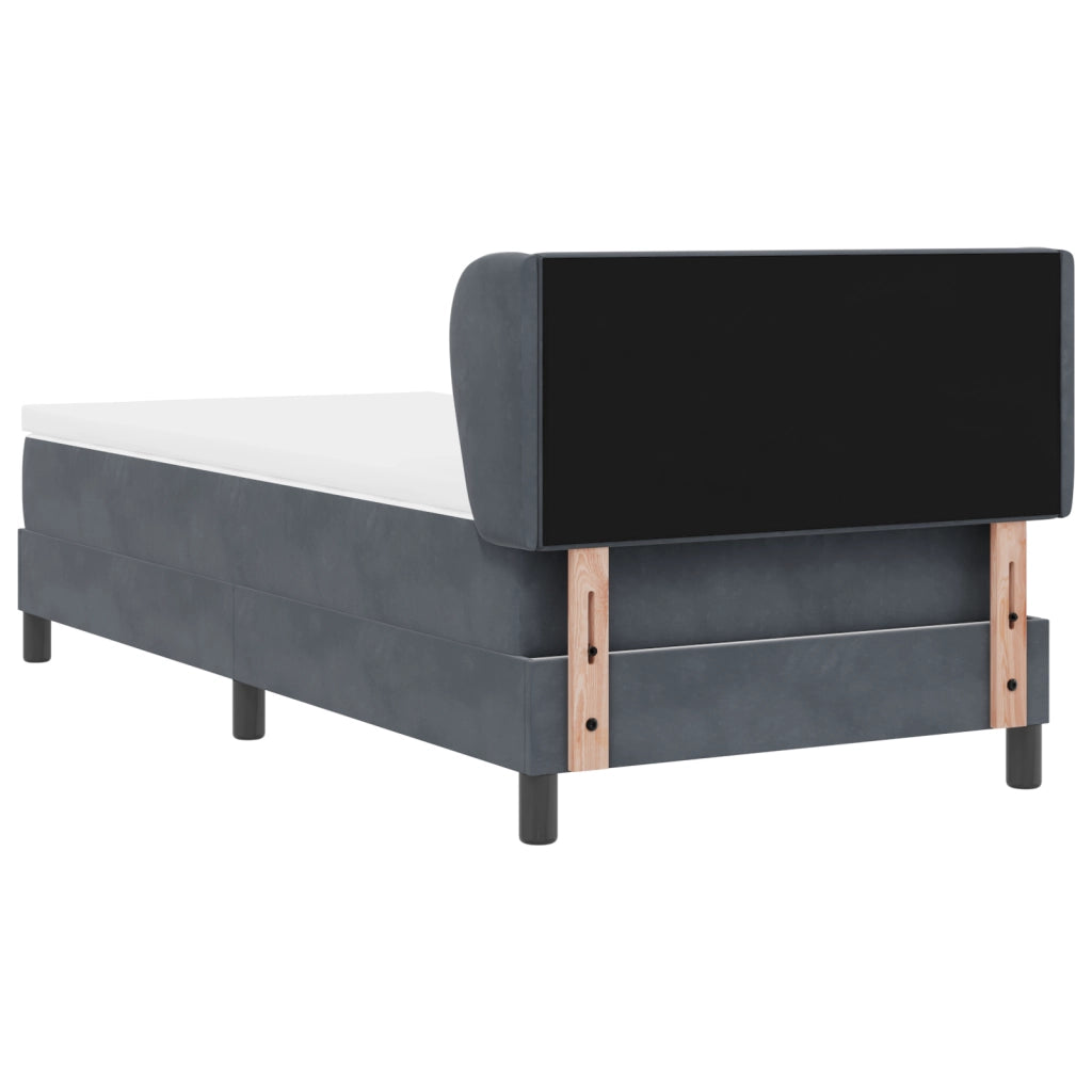 Letto Box Spring  con Materasso Grigio Scuro 100x200 cm in Velluto