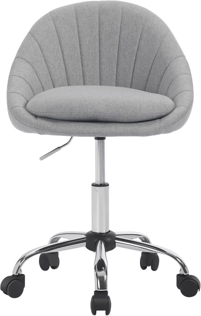 Sedia da Ufficio Ergonomica e Girevole - Regolabile in Altezza Con Rotelle per Casa, Trucco, Scrivania, Camera da Letto, Studio - Lino, BS168gr