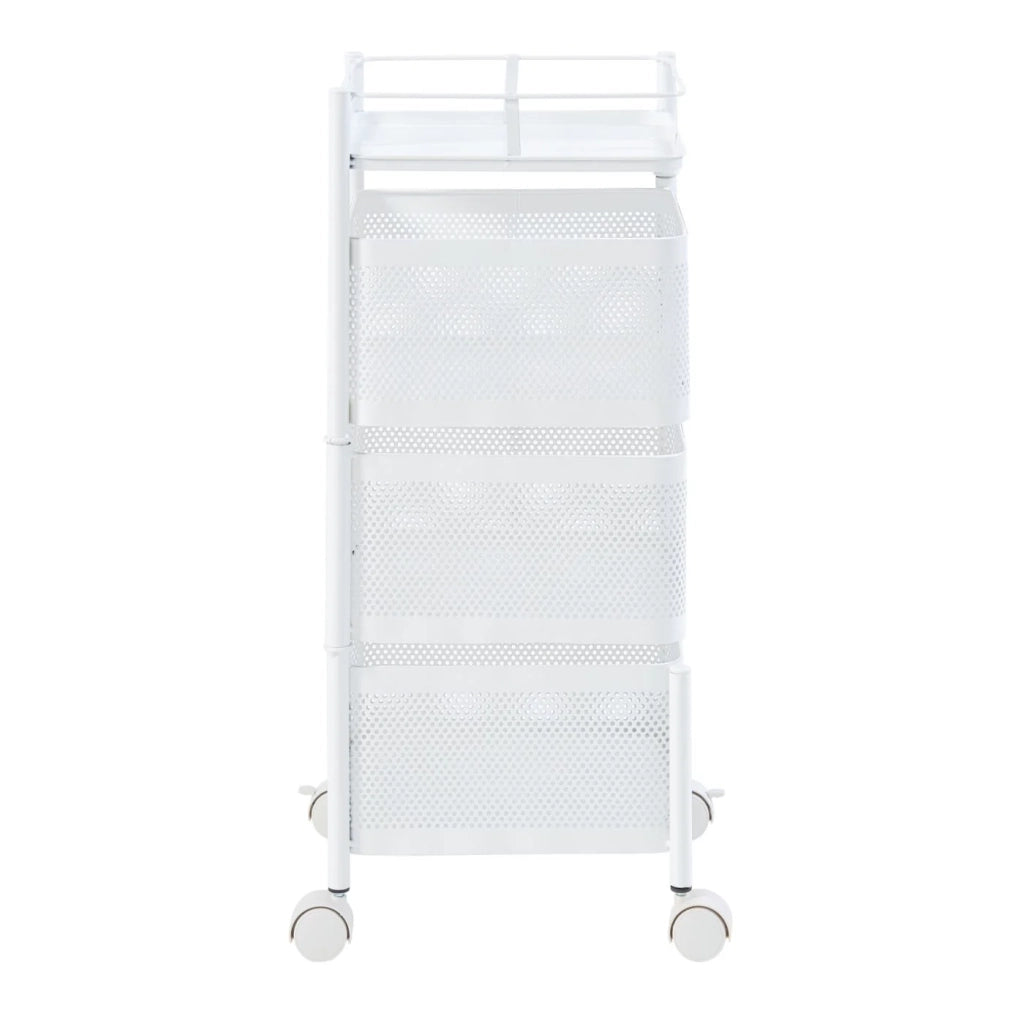 Carrello di servizio carrello da cucina/soggiorno mobile contenitore a 3 ripiani 65 x 27 x 27 cm acciaio bianco 03_0009251