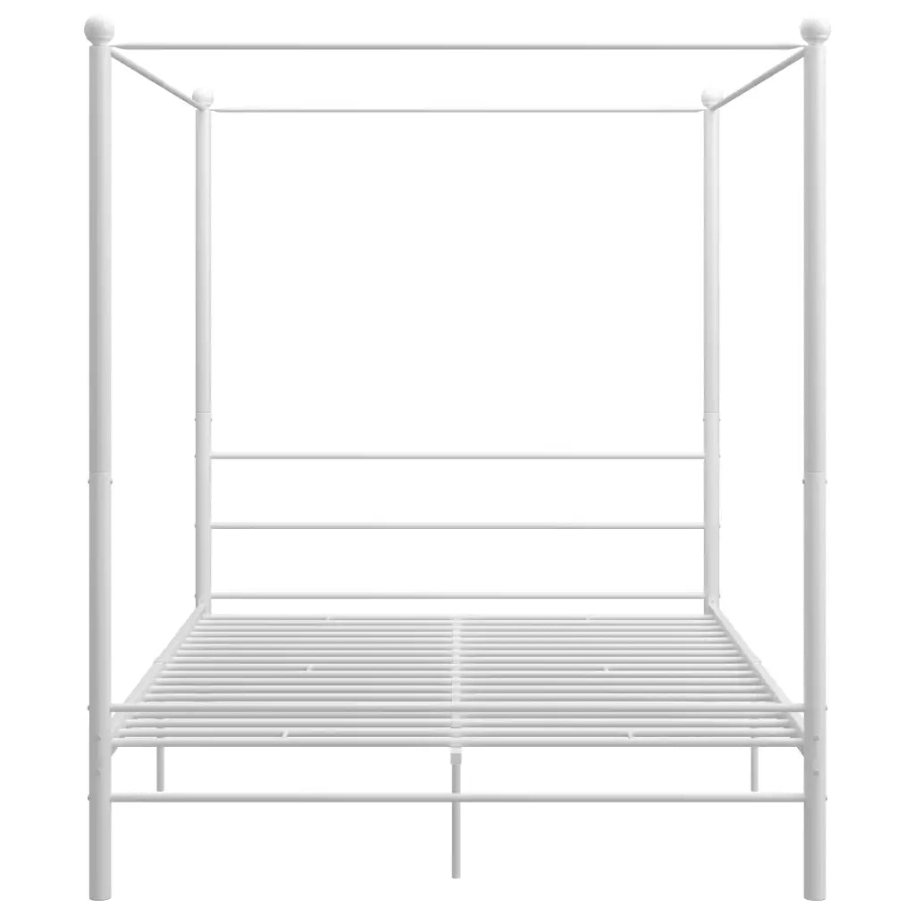 Letto a Baldacchino Bianco in Metallo 160x200 cm