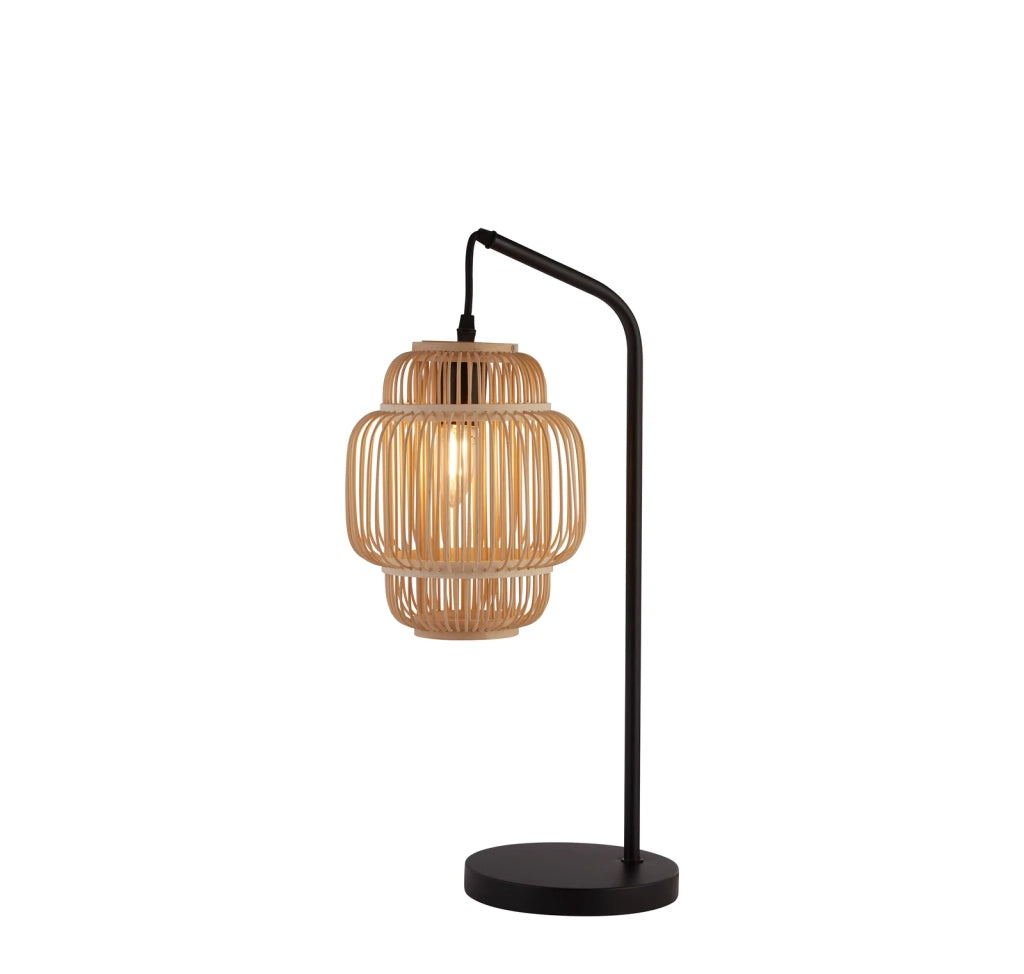 Lampada Da Scrivania Contemporanea Giava Acciaio Nero Legno 1 Luce E27