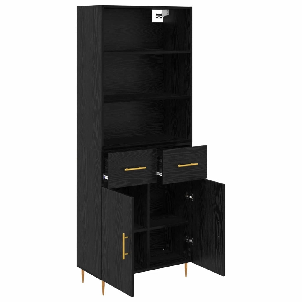 Credenza | Madia | Buffet da pranzo | Armadio da pranzo Rovere Nero 69,5 x 34 x 180 cm Legno multistrato