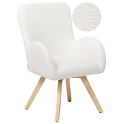 Poltrona da salotto Rivestimento in bouclé bianco Solida sedia da club moderna con braccioli Gambe in legno