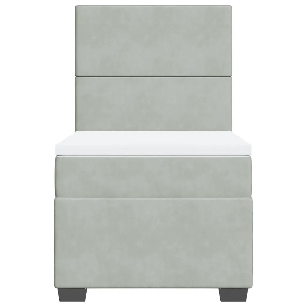 Giroletto a Molle con Materasso Grigio Chiaro 100x200cm Velluto