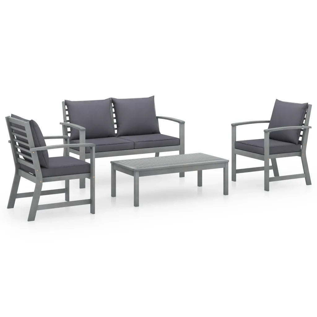 Set Divani da Giardino 4 pz con Cuscini in Massello di Acacia cod mxl 37764