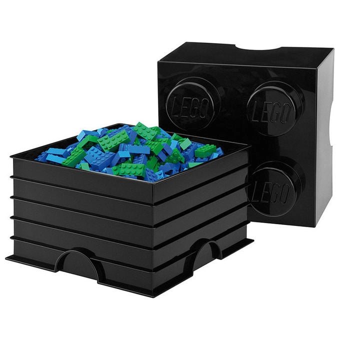 LEGO Scatola Contenitore 4 Mattoncini Grigio Scuro Porta Giocattoli