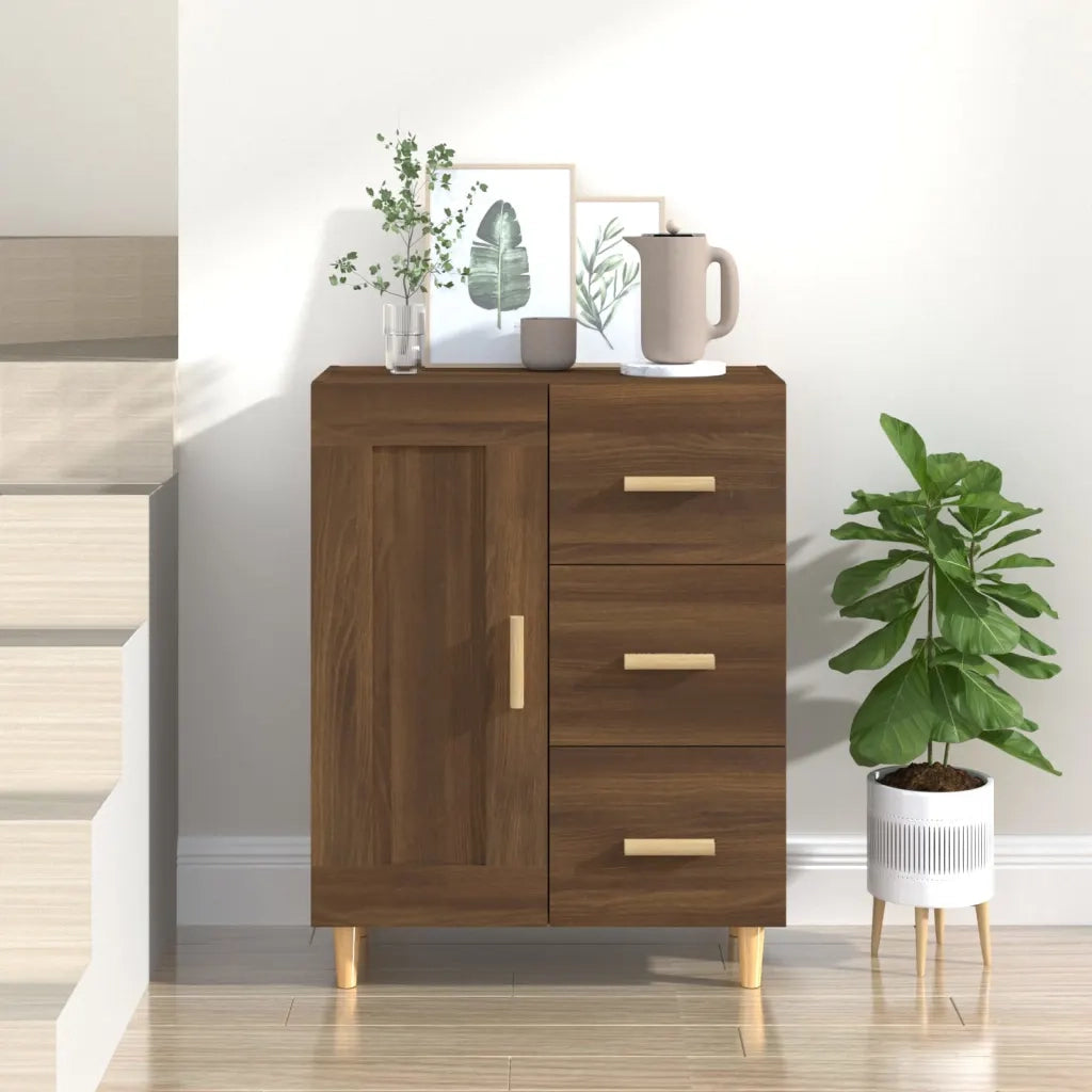 Credenza Rovere Marrone 69,5x34x90 cm in Legno Multistrato 817371