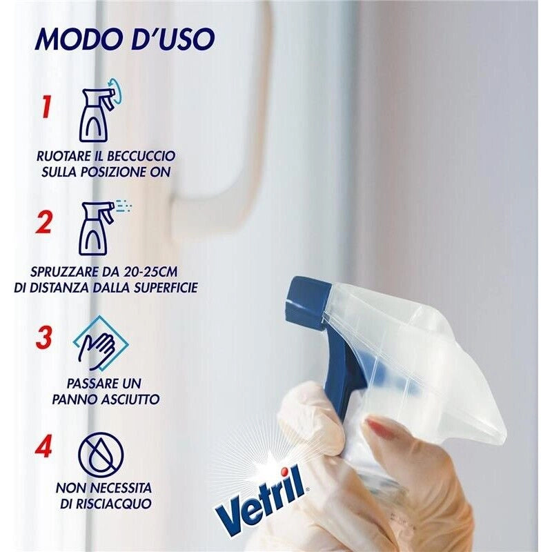 VETRIL DETERGENTE SPRAY NATURAL VETRI DOCCIA ANTICALCARE CON SCUDO ANTIGOCCIA 650 ML