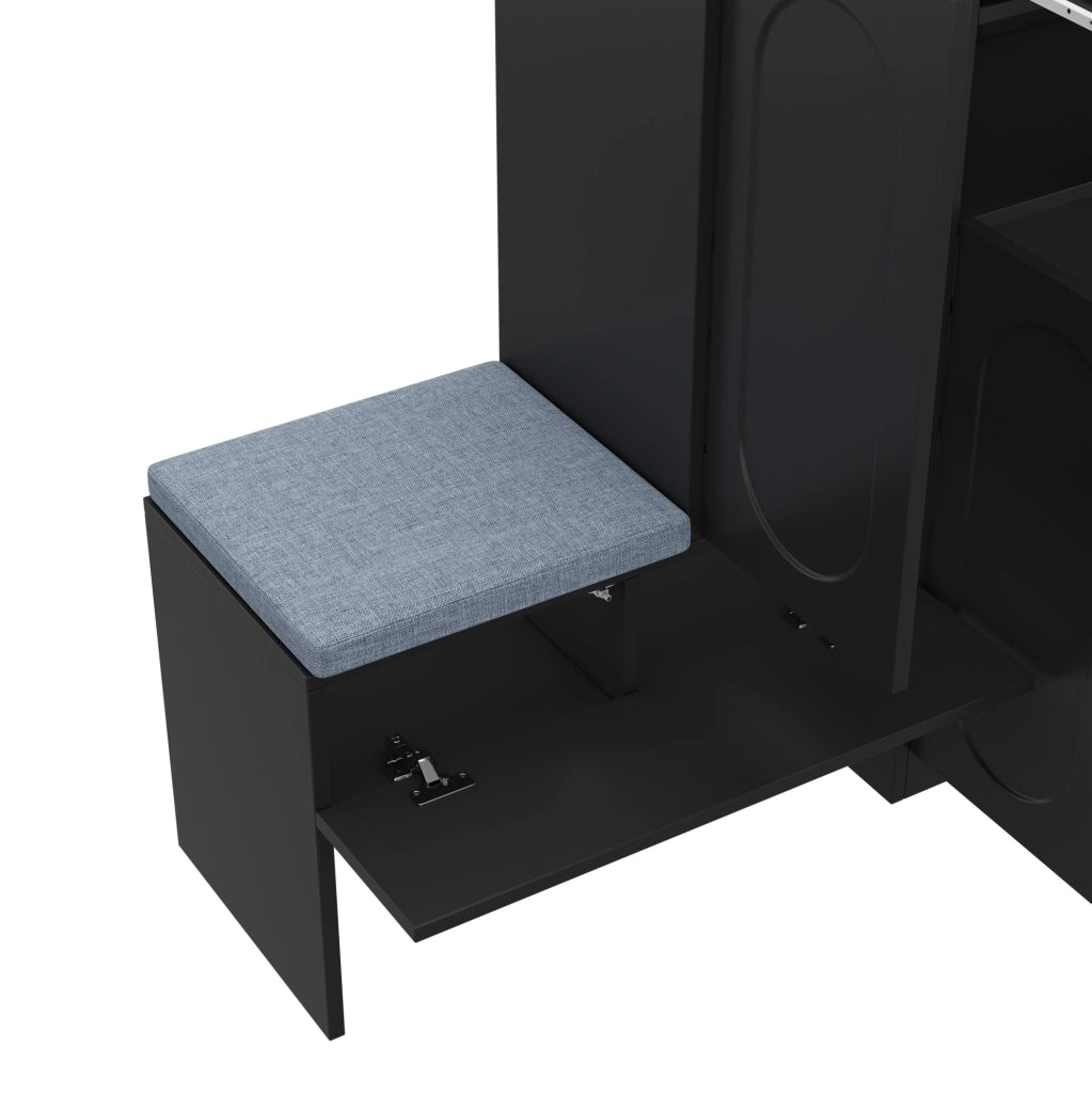 Mobile portascarpe 2 in 1 con panca; ante con chiusura ammortizzata; 130x35x110 cm; nero