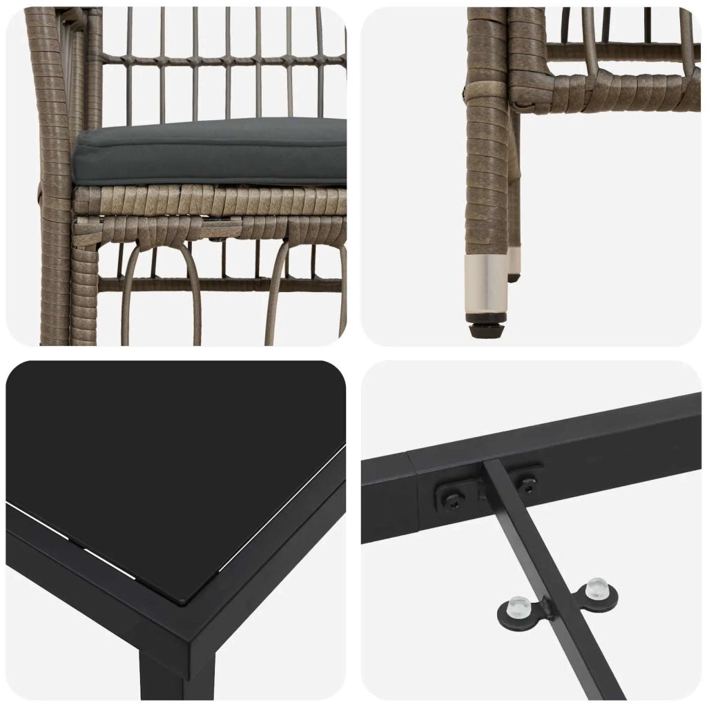 Set da pranzo per esterni 5 pz Grigio polyrattan 3448927