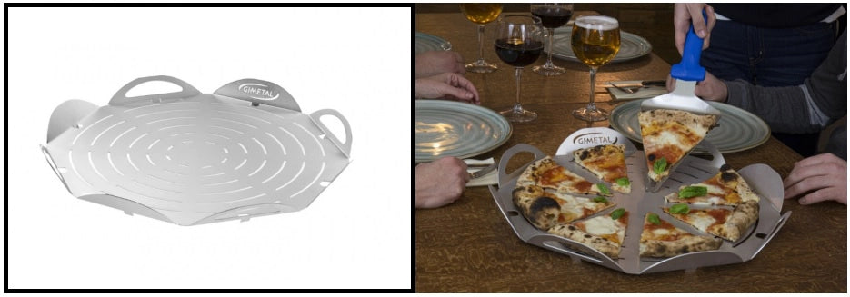 Tagliere Vassoio in Alluminio Pizza Tagliapizza con Piedini GiMetal 33 cm