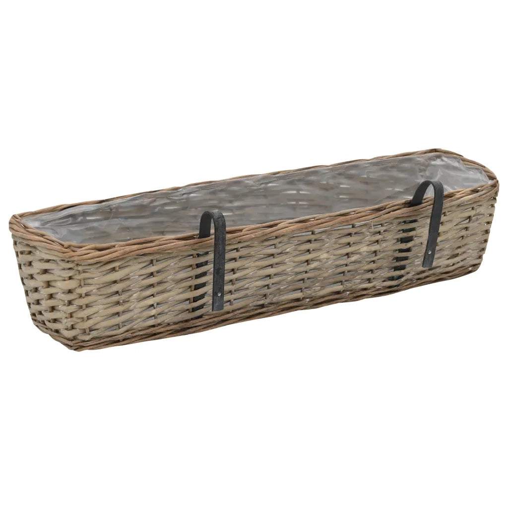 Fioriere da Balcone 2 pz in Vimini con Rivestimento in PE 80 cm 287642