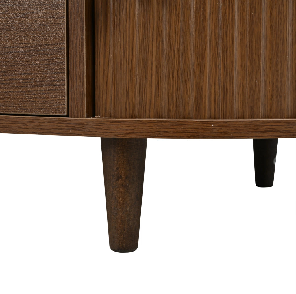 Tavolino da salotto 100x50x36 cm con ante scorrevoli e 2 cassetti in MDF color noce