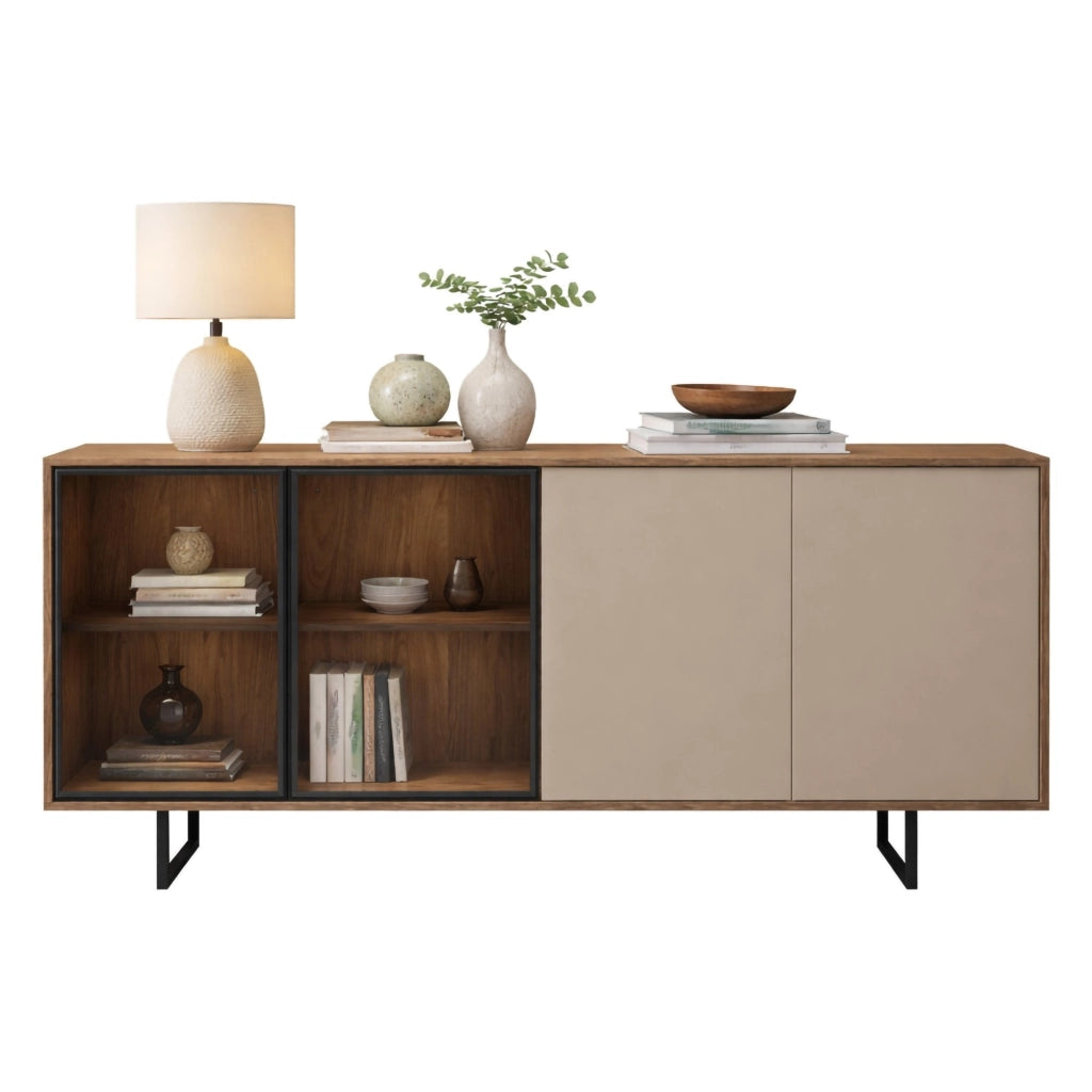 Madia Rivarone, Credenza 3 Ripiani, 200x40x87h cm Beige
