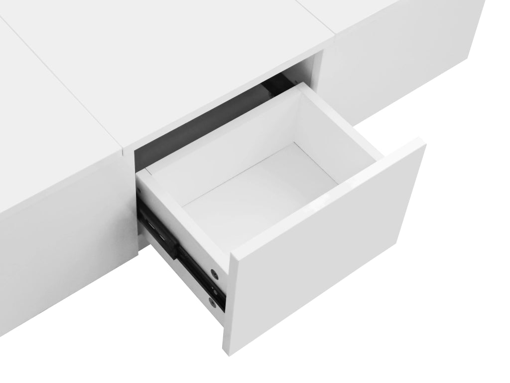 Tavolino da salotto con 2 cassetti e 2 vani contenitore, per soggiorno, bianco, 100 × 50 × 31 cm