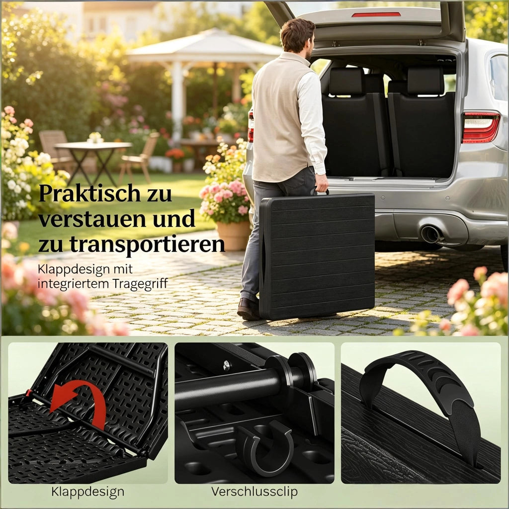 TAVOLO PIEGHEVOLE 180x74x70 cm HDPE e Metallo Nero