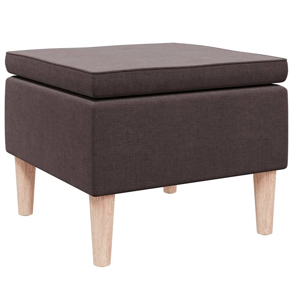 Poggiapiedi con Gambe in Legno Marrone Scuro in Tessuto 329451