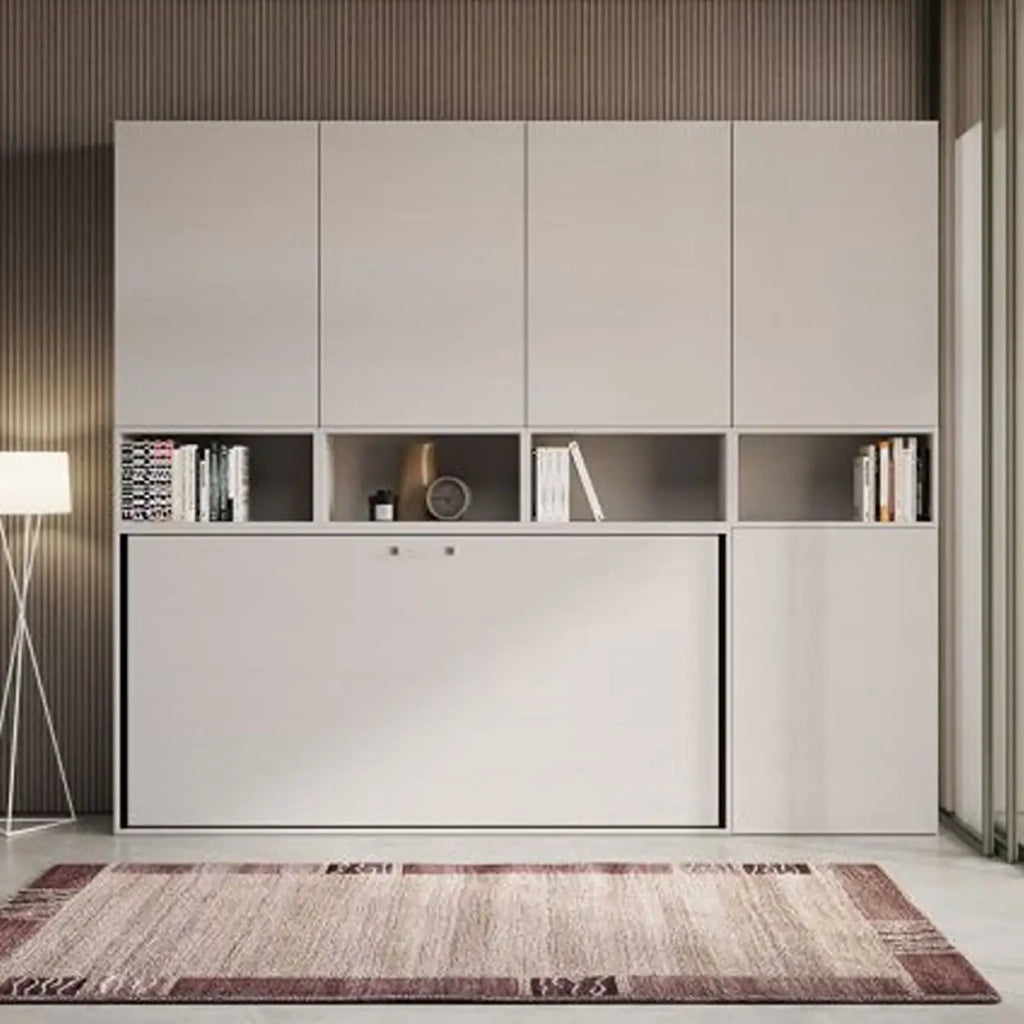 Letto singolo a scomparsa Kando comp.B con materasso bianco frassino