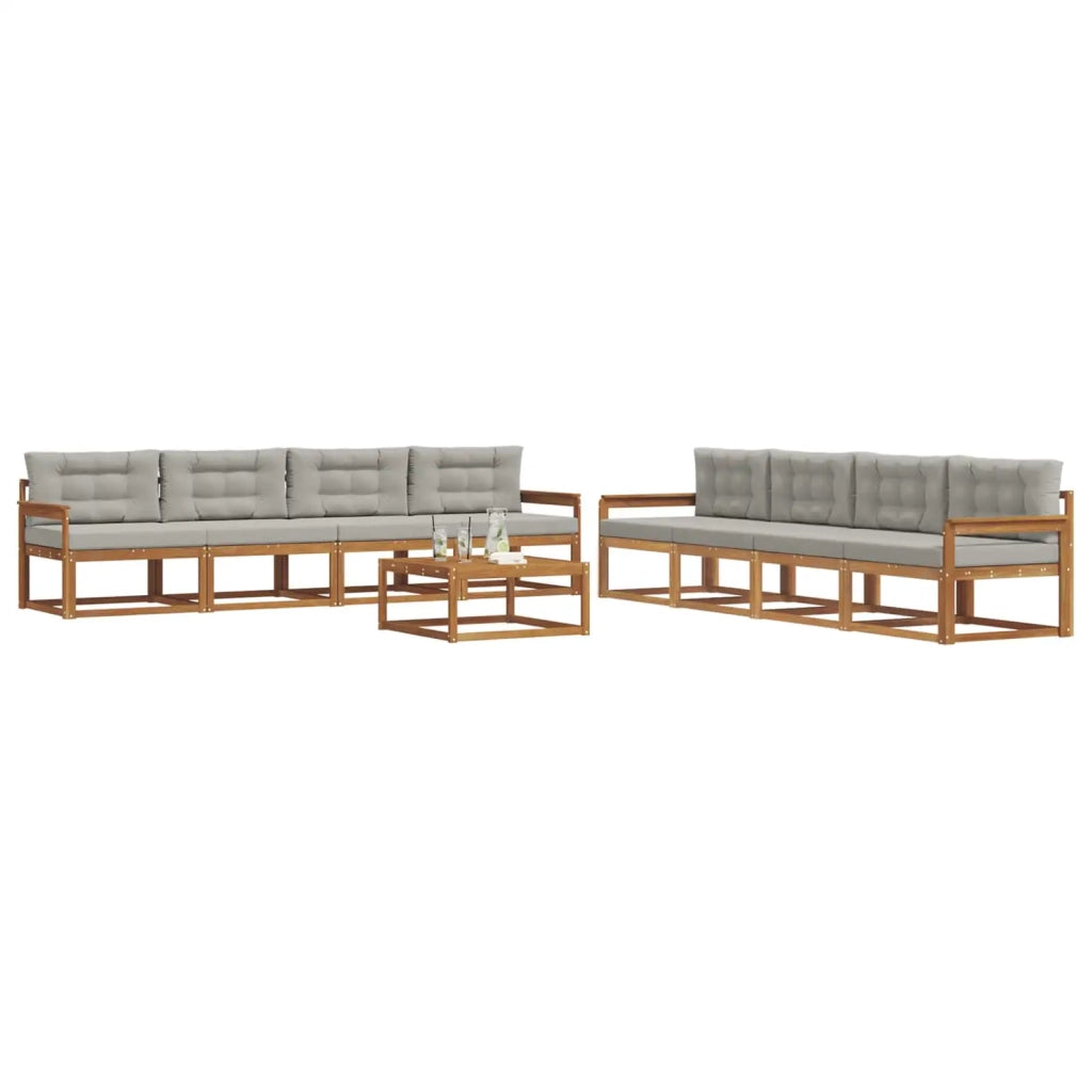 Set di divani da esterno 9 pcs Grigio Naturale e Chiaro 3367359