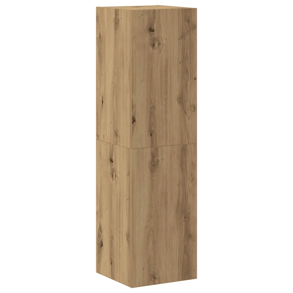 Mobili TV a Parete 4 pz Rovere Artigianale in Legno Multistrato