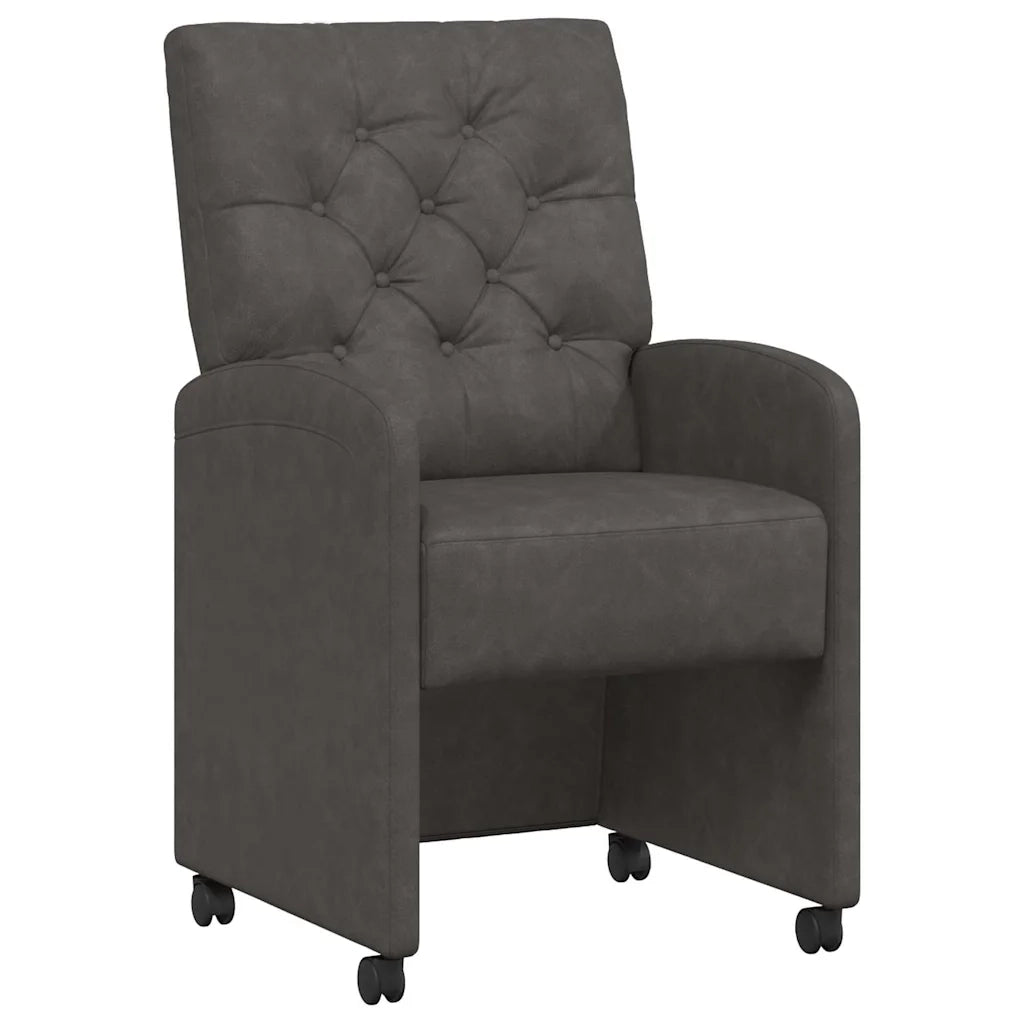Sedie da Pranzo con Ruote con ruote 2 pcs Nero 58 x 67 x 97 cm