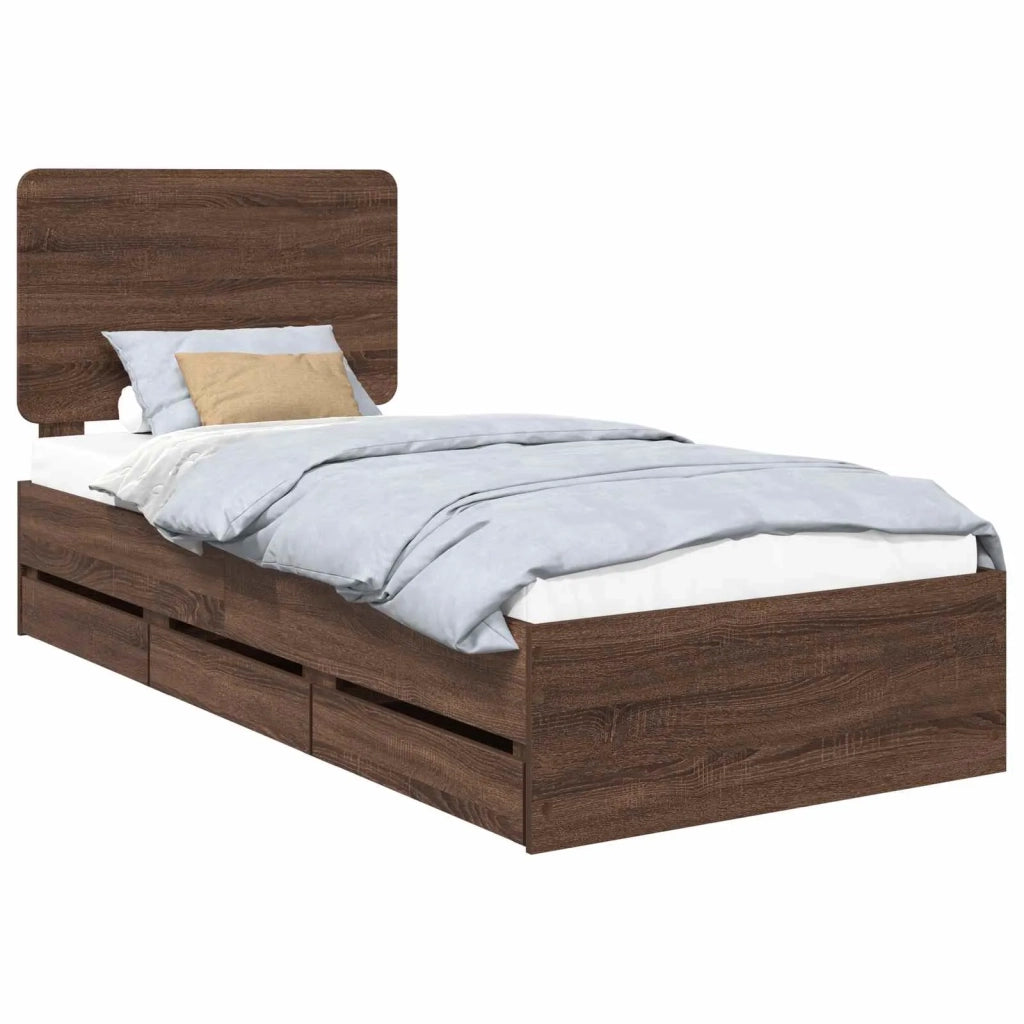 Struttura del letto con cassetto Rovere Marrone 90 x 200 cm 3412636