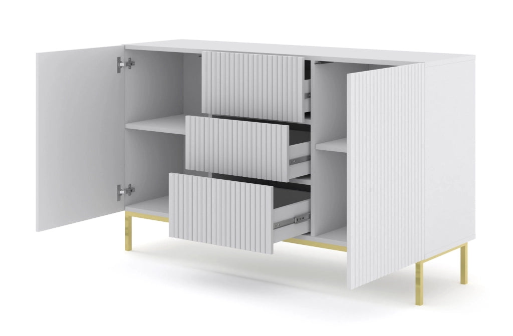 MOBILE RAVENNA B MOBILE IN MDF RIVESTITO IN FOGLIO 2D3S 150 BIANCO OPACO TELAIO ORO
