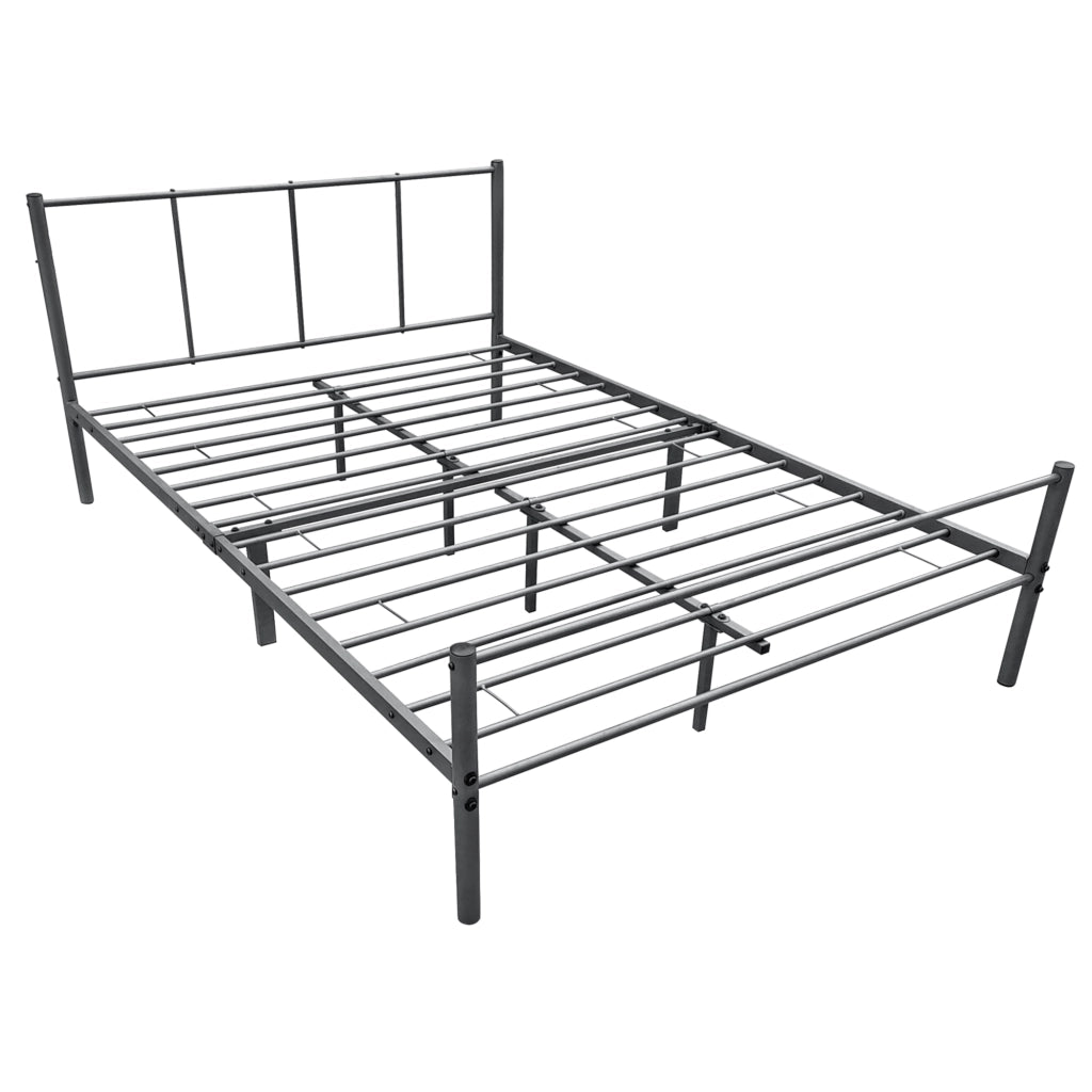 Struttura Letto Francese 140x200 cm in Acciaio con Testiera e Pediera - Grigio Scuro Opaco [en.casa]
