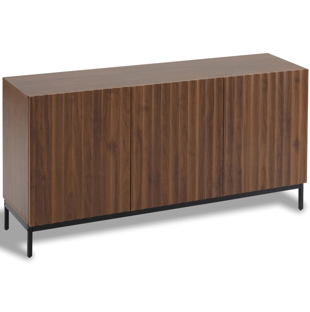 Sideboard 150x40x80 cm in MDF con design ondulato 3D e 2 ripiani regolabili