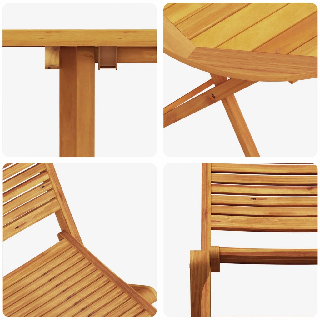 Set Bistro Pieghevole 3 pcs Marrone Legno di Acacia Massello