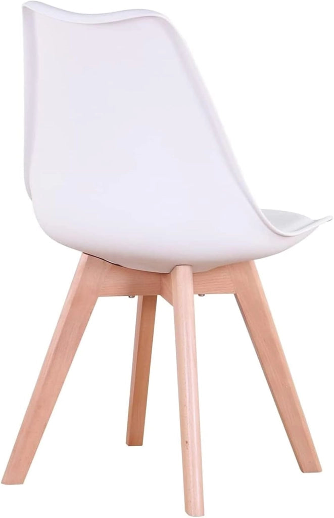 GrandCA HOME Set di 2 Sedie Imbottite per Sala da Pranzo Con Gambe in Legno Massello di Faggio, Adatte per Sala da Pranzo, Soggiorno, Cucina, Camera da Letto, Bianco