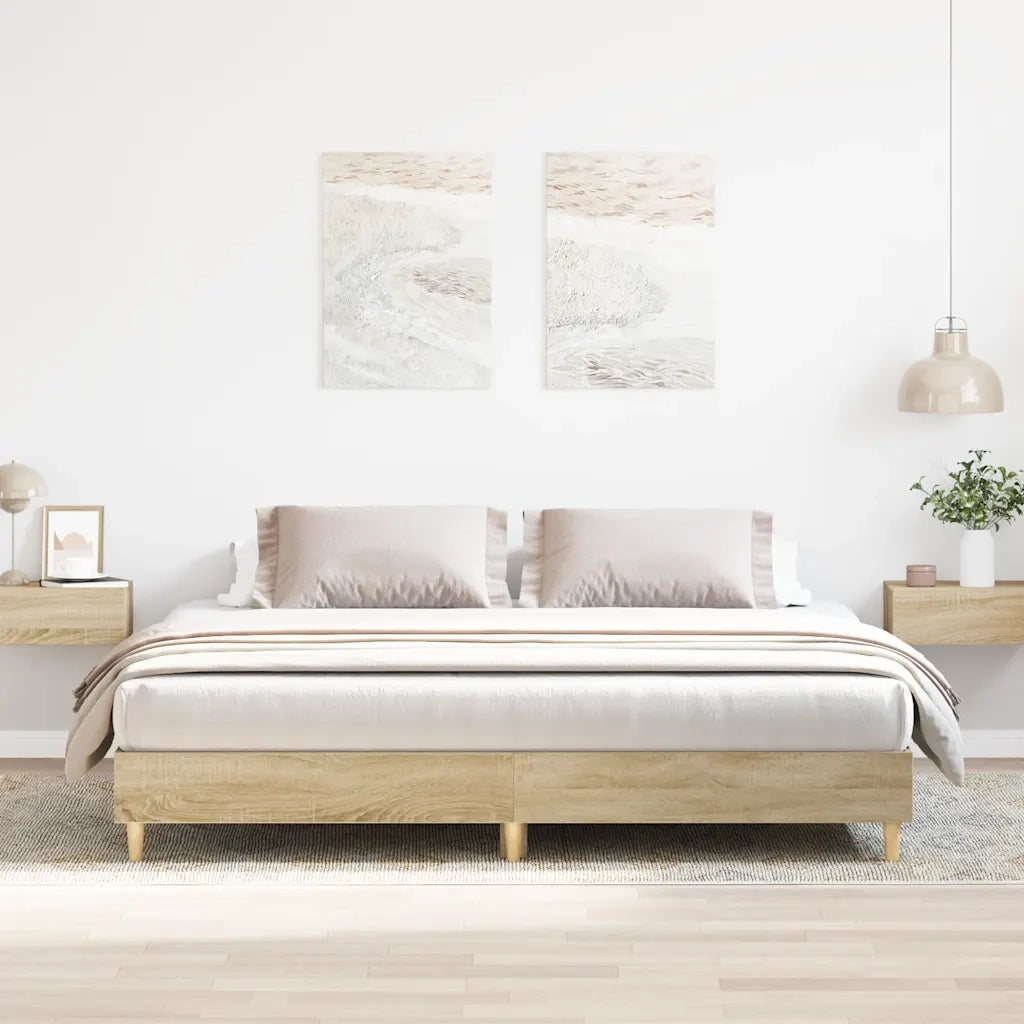 Letto matrimoniale | Letto per adulti | Giroletto senza Materasso Rovere Sonoma 200x200cm in Truciolato