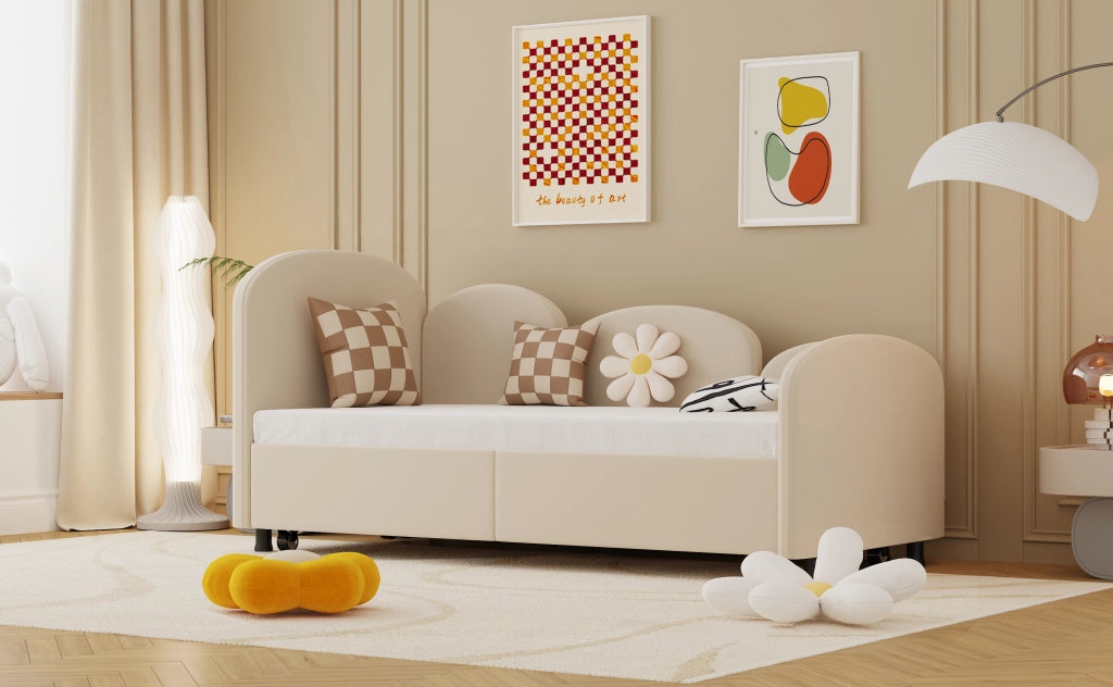 Daybed in velluto con cassetti, 90x200 cm