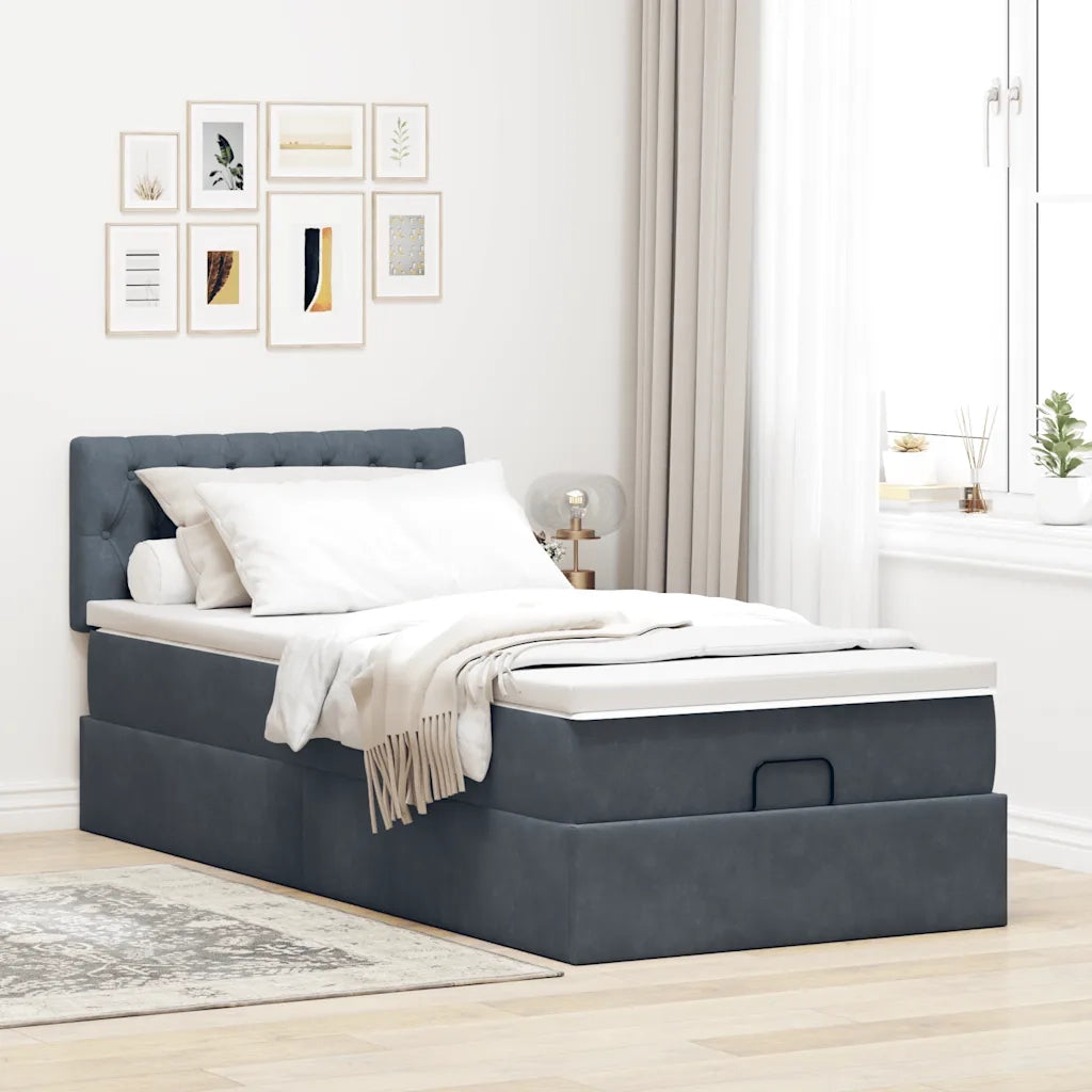 Struttura Letto Pouf con Materasso 100x200 cm Velluto 3312675
