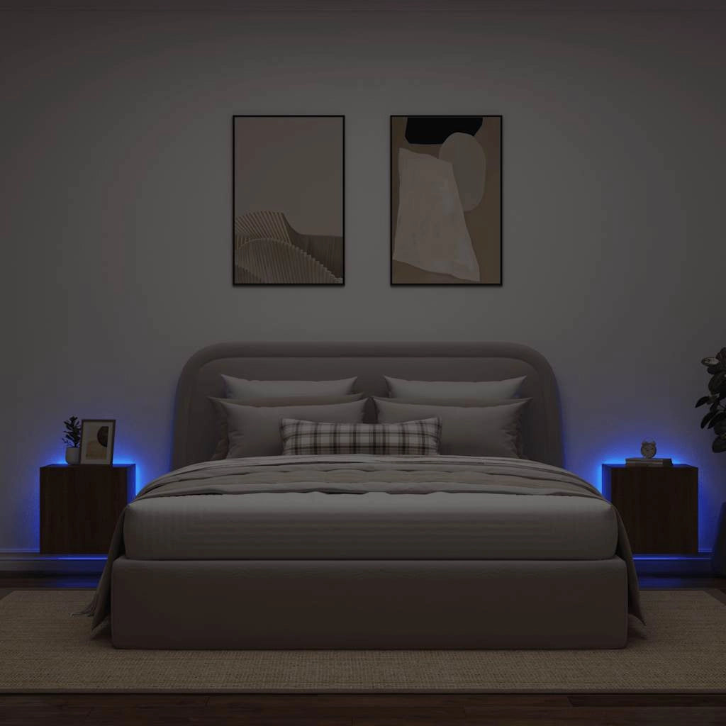 Mobili TV a Parete con Luci LED 2pz Rovere Marrone 40,5x35x40cmcod mxl 134181