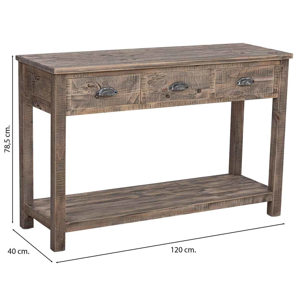 Tavolino da ingresso in legno marrone 120x40x78,5h cm
