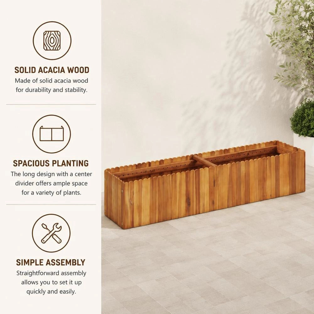Garden Raised Bed 150x30x25 Cm Solid Acacia Wood