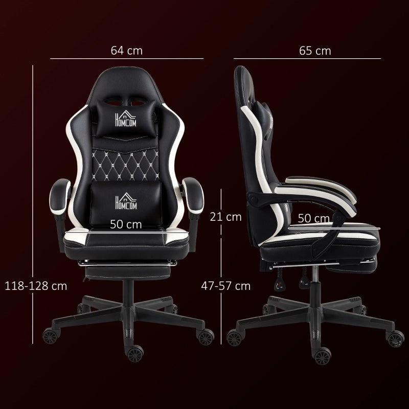 Sedia gaming reclinabile con poggiapiedi, cuscino lombare e poggiatesta girevole regolabile in altezza in poliestere nero