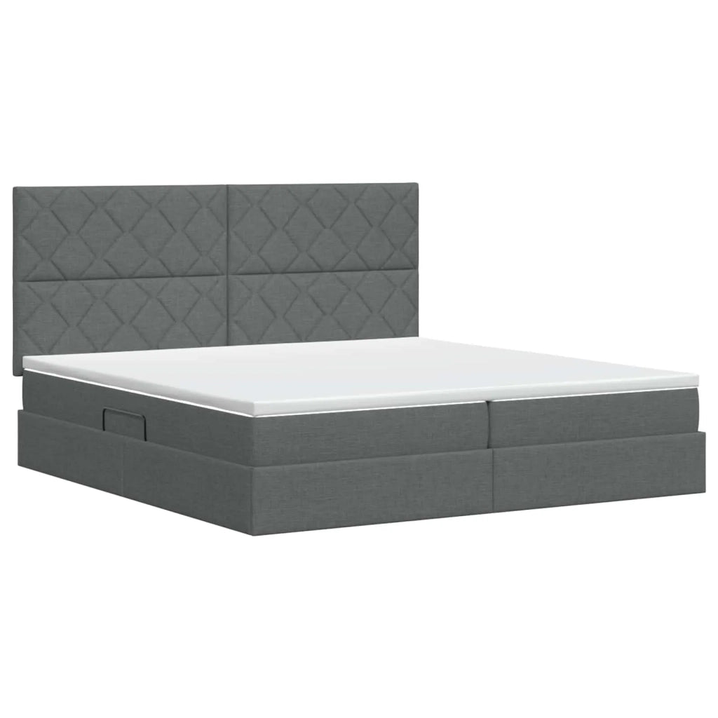 Letto con contenitore e materasso Grigio Scuro 200 x 200 cm 3459589