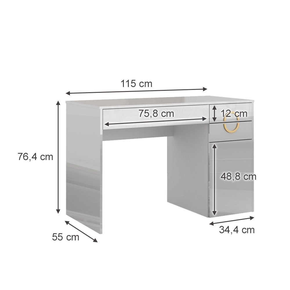 Vicco Tavolo da toeletta Bianco 115 cm con 3 cassetti