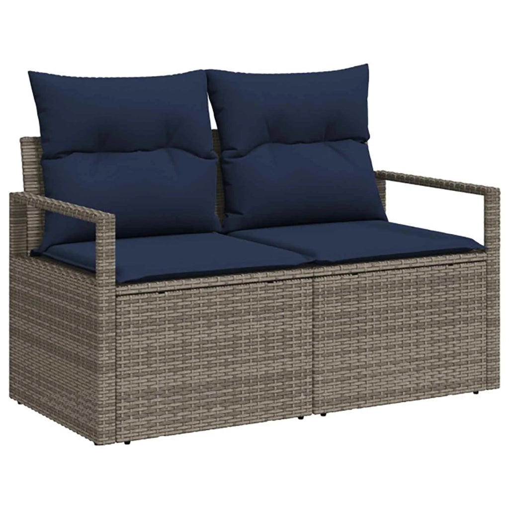Set di divani 7 pz Grigio e Blu Navy Rattan sintetico e Acciaio 3448725