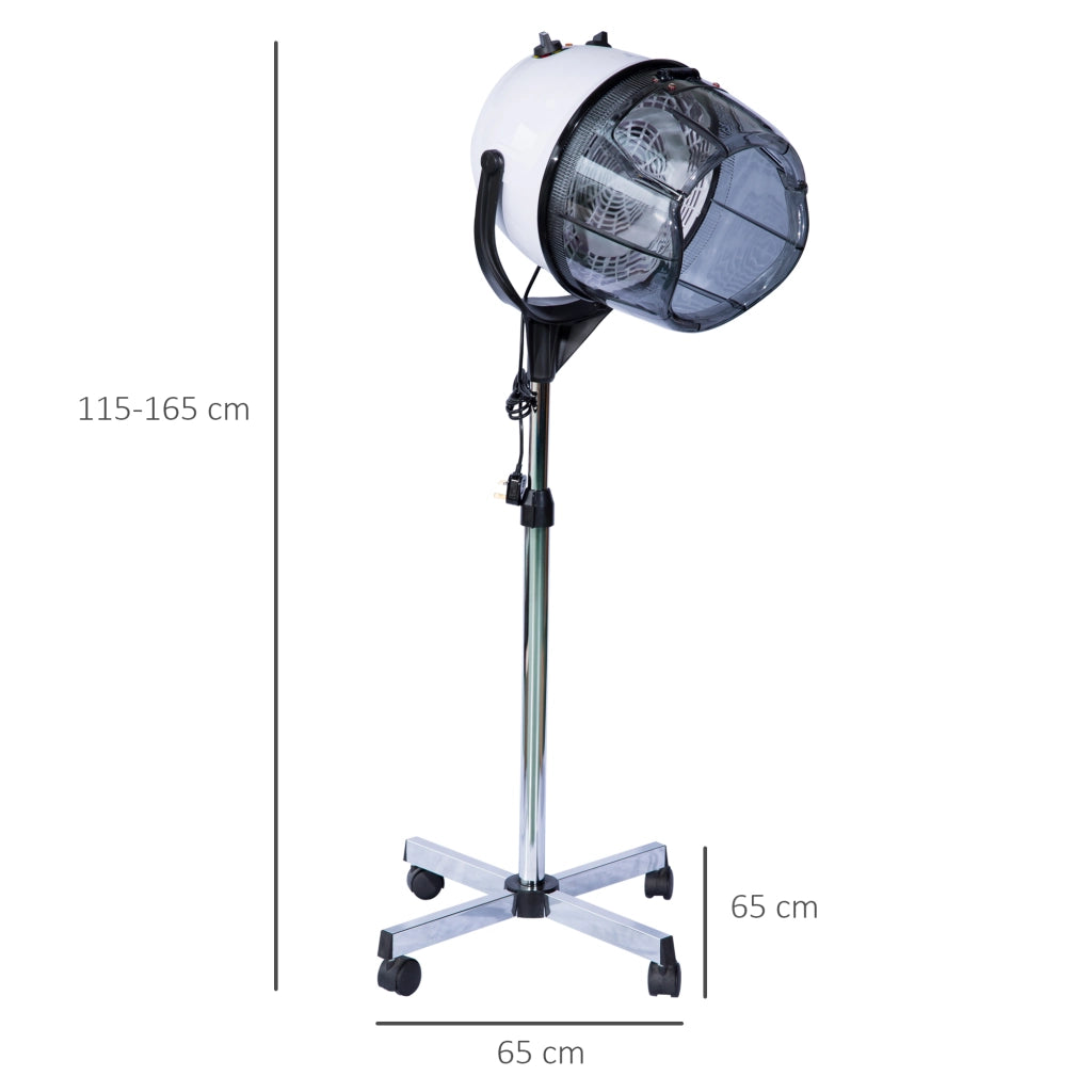 Casco Asciugacapelli con Timer e Ruote ¨C Zephmum ¨C Bianco 65x65x115-165 cm
