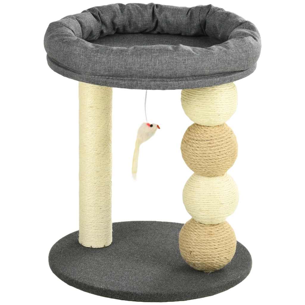 Torre per Gatti con Nido e Poste in Sisal ¨C Zephmum ¨C Grigio e Beige ?40x48 cm