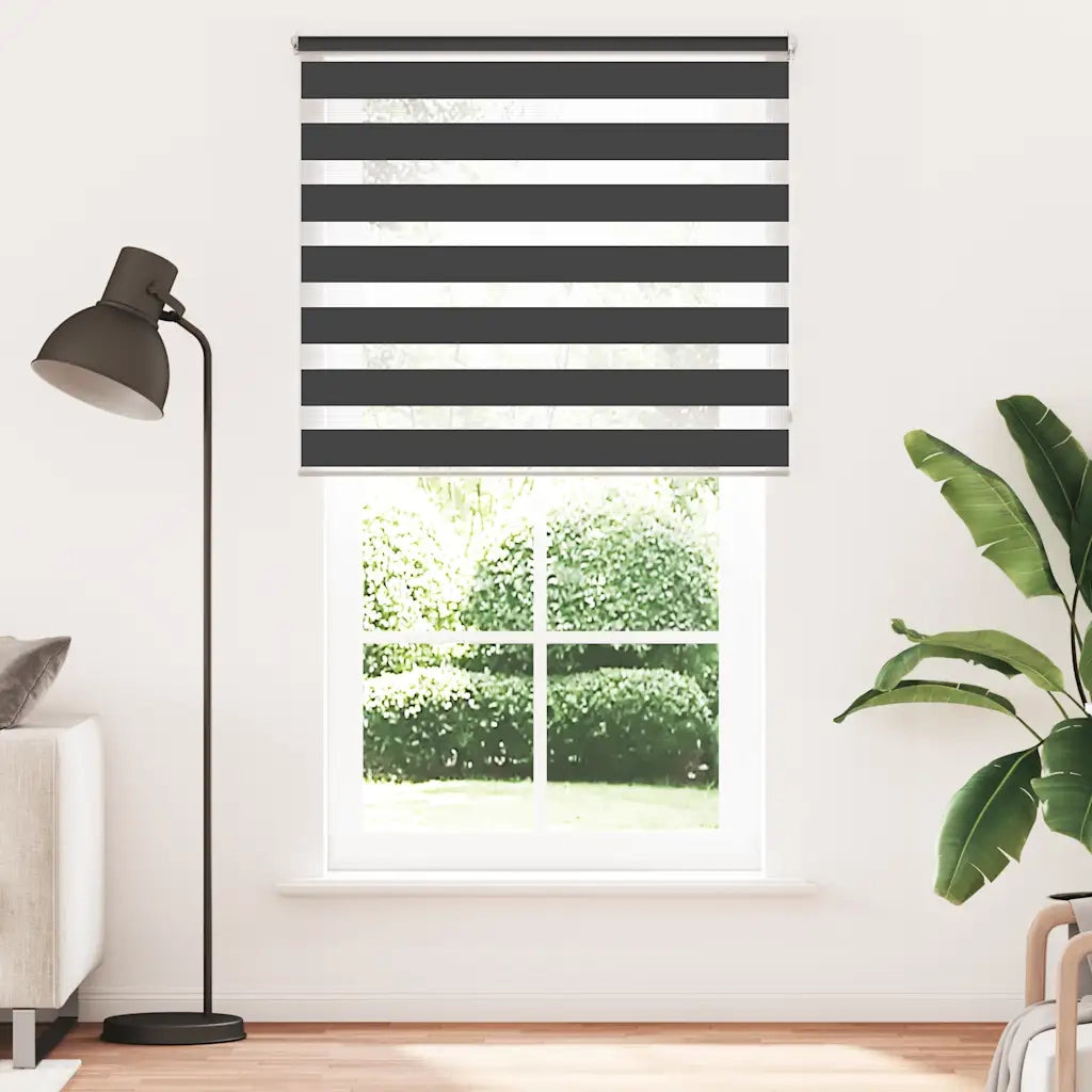 Tenda a rullo zebra-Tenda avvolgibile 120,9x230 cm Tessuto Larghezza 116,7 cm nero