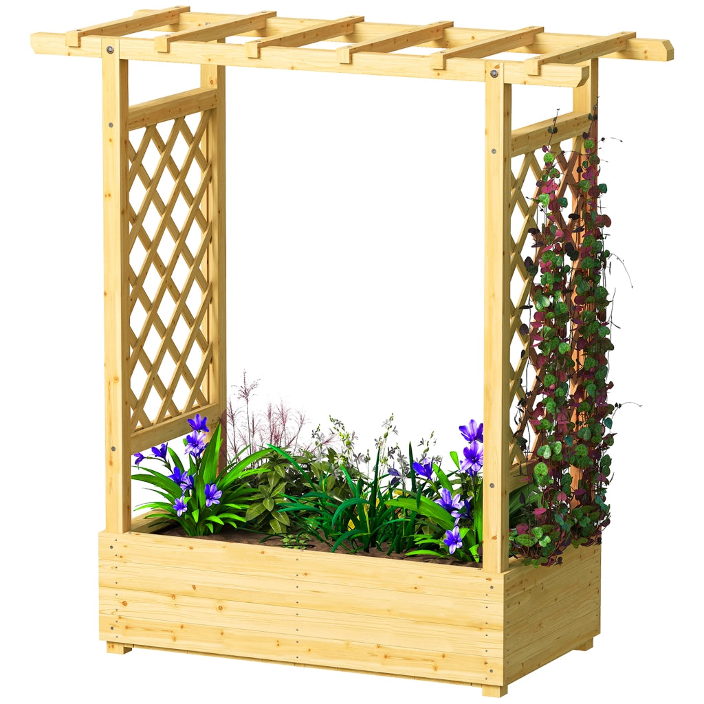 Fioriera rialzata con grigliato laterale e superiore ¨C Xylo ¨C legno naturale 110x44x113cm