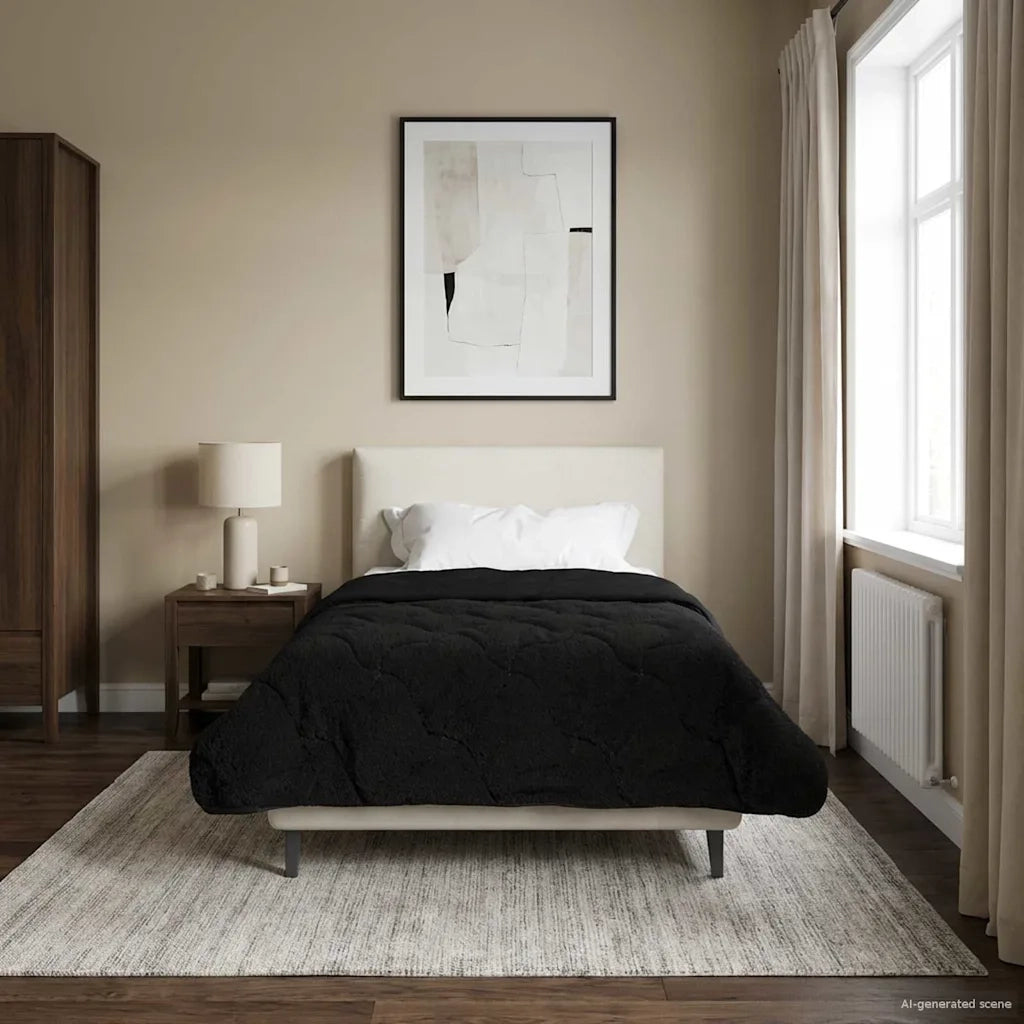 Duvet Estivo Nero 140 x 220 cm Microfibra e Fleece Teddy 42026187